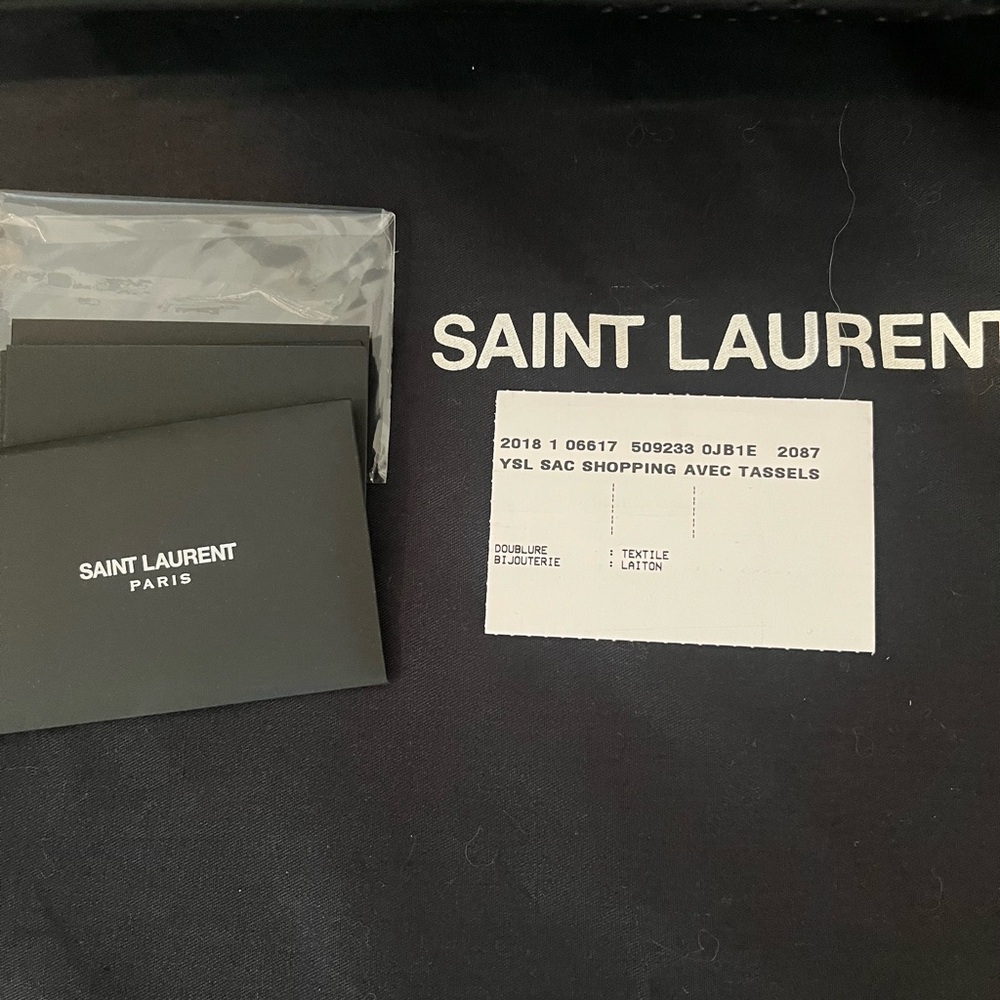 Saint Laurent Black Leather Tote with Tassel, and attached wallet , authentic - Picture 7 of 17